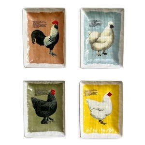 NWT Ashland Set of 4 Chicken Rooster Farmhouse Trinket Catchall Trays